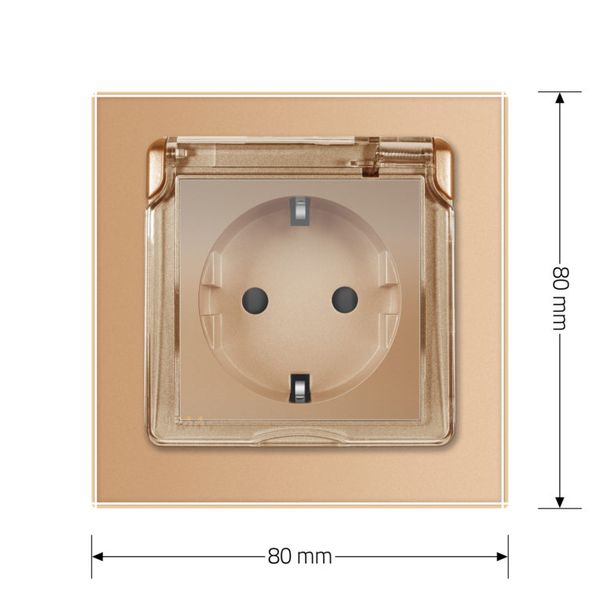 Розетка вологозахисна з кришкою Livolo золото скло (VL-C7C1EUWF-13) VL-C7C1EUWF-13 фото