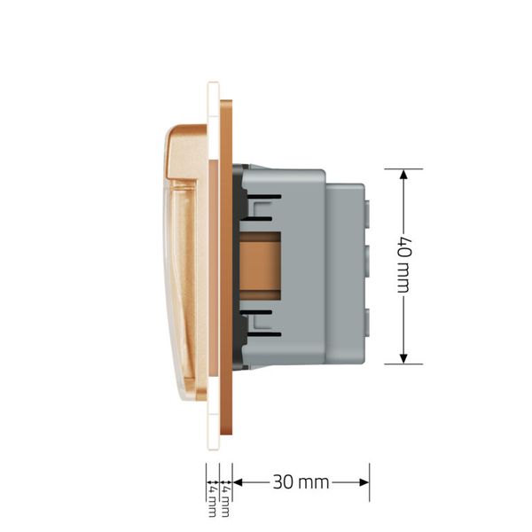 Розетка вологозахисна з кришкою Livolo золото скло (VL-C7C1EUWF-13) VL-C7C1EUWF-13 фото