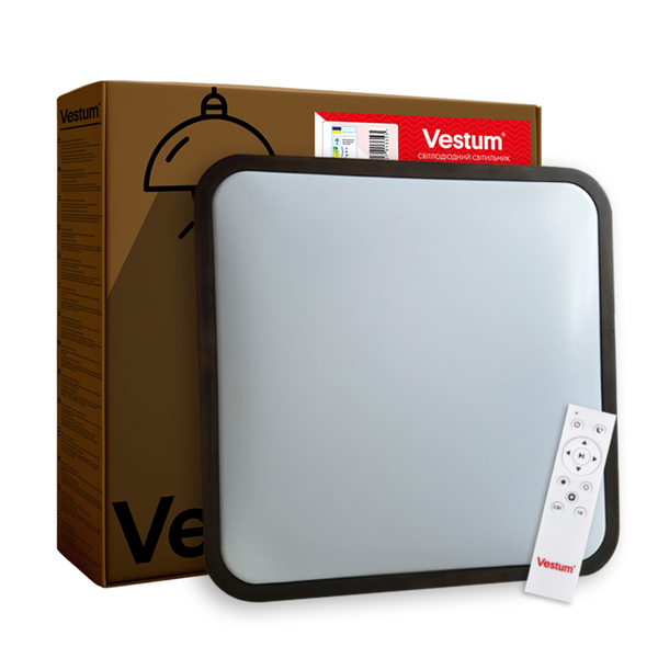 Світильник LED стельовий 60W 3000К-6500К махагон матовий 391*391*65мм з ДК GLOW VS-91051 фото
