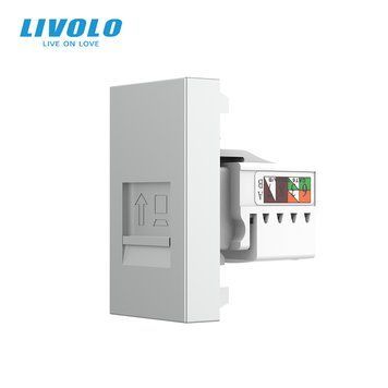 Механізм розетка інтернет RJ-45 Livolo сірий (VL-FCCP-1IP) 727100115 фото