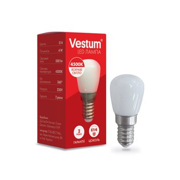 Світлодіодна лампа Vestum SMD Е14 4W 4500K 220V для холодильника 1-VS-8401 фото