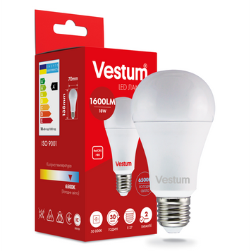 Світлодіодна лампа Vestum A70 18W 6500K 220V E27 1-VS-1113 1-VS-1113 фото