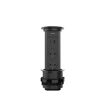 Висувна розетка на дві розетки, USB-A, USB Type-C Livolo чорний (VL-SHS021-FCTC-FCUA.UC-B) VL-SHS021-FCTC-FCUA.UC-B фото