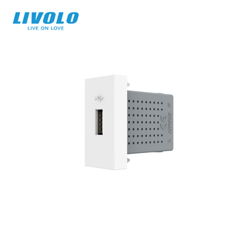 Механізм розетка USB з блоком живлення Livolo білий (VL-FCUA-1WP) 727600211 фото