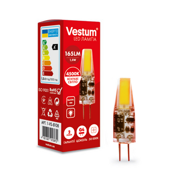 Світлодіодна лампа Vestum G4 1,5W 4500K 12V 1-VS-8108 фото