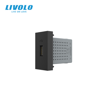 Механізм розетка USB з блоком живлення Livolo чорний (VL-FCUA-1BP) 727600212 фото