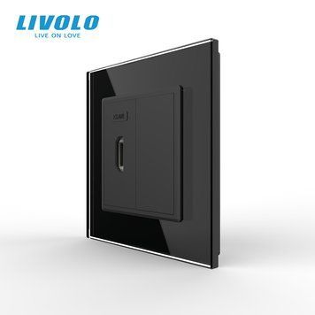 Розетка HDMI Livolo чорний скло (VL-C7FCHD-1BP) VL-C791HD-12 фото
