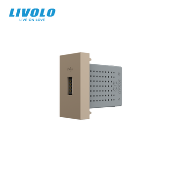 Механізм розетка USB з блоком живлення Livolo золото (VL-FCUA-1AP) 727600213 фото