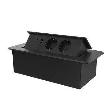 Меблева розетка з USB-A, USB-С, плавне відкриття, Power Delivery 36W Livolo чорний (VL-SHS013-FCTC-FCUA.UCBP-B) VL-SHS013-TC-UA.UC-6BP-B фото