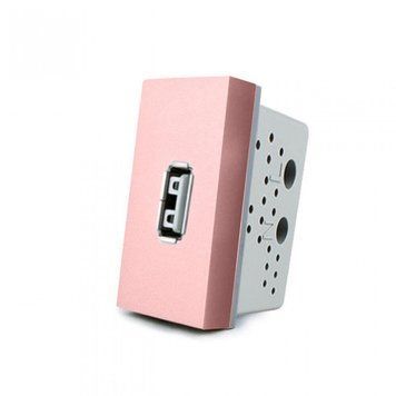 Механізм розетка USB з блоком живлення Livolo рожевий (C7-1USB-17) 727600217 фото