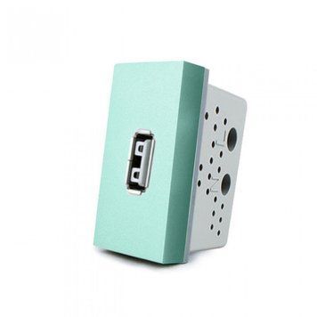 Механізм розетка USB з блоком живлення Livolo зелений (C7-1USB-18) 727600218 фото