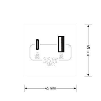 Механізм розетка USB-A та USB-C з Power Delivery 36W Livolo білий (VL-FCUA18W.UC18W-2WP) VL-FCUA18W.UC18W-2WP фото