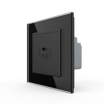 Розетка USB Type-C з Power Delivery 45W Livolo чорний (VL-C7-FCUC-2BP) VL-C7-FCUC-2BP фото