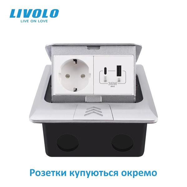 Пустий підлоговий розетковий люк на 2 модуля Livolo білий (J06 white) VL-SHS016-W фото