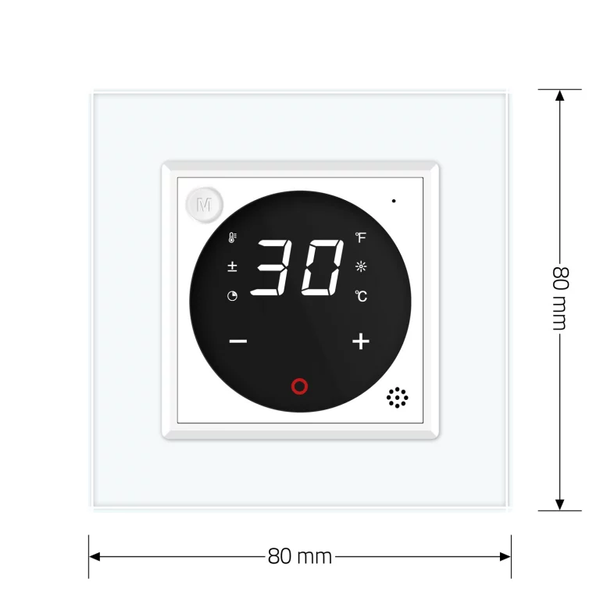 Розумний програмований сенсорний терморегулятор з датчиком температури повітря Livolo білий скло (VL-M7FCQ1Z2-2WP) VL-M7FCQ1Z2-2WP фото