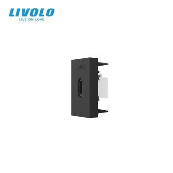 Механізм розетка HDMI Livolo чорний (VL-FCHD-1BP) 727300512 фото