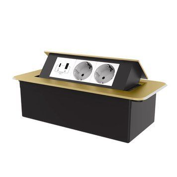 Меблева розетка з плавним відкриттям, USB, Type-С Power Delivery 36W Livolo білий в золотому (VL-SHS013-TC-UA.UC-WP-A) VL-SHS013-TC-UA.UC-WP-A фото
