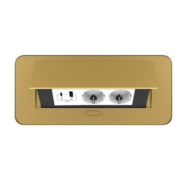 Меблева розетка з плавним відкриттям, USB, Type-С Power Delivery 36W Livolo білий в золотому (VL-SHS013-TC-UA.UC-WP-A) VL-SHS013-TC-UA.UC-WP-A фото