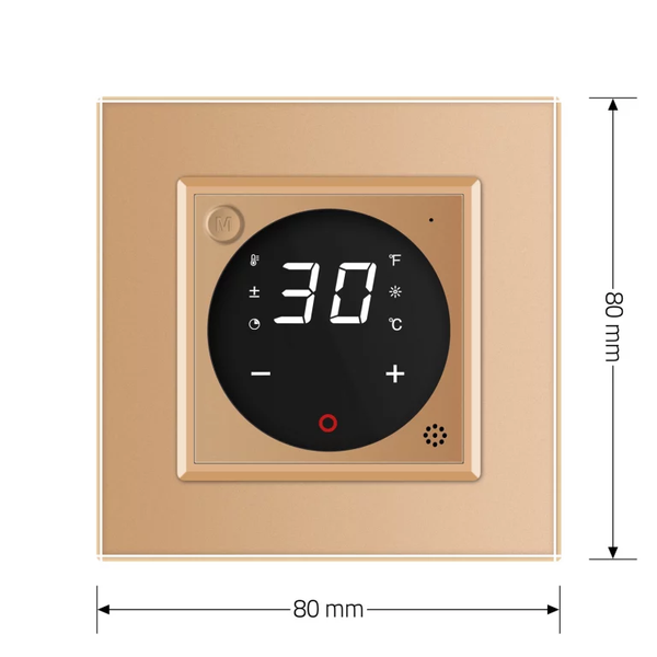 Розумний програмований сенсорний терморегулятор з датчиком температури повітря Livolo золото скло (VL-M7FCQ1Z2-2AP) VL-M7FCQ1Z2-2AP фото