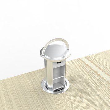 Пуста подвійна висувна розетка з USB та бездротовою зарядкою Livolo cірий (VL-SHS020-S) VL-SHS020-S фото