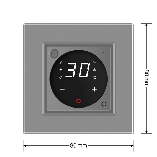 Розумний програмований сенсорний терморегулятор з датчиком температури повітря Livolo сірий скло (VL-M7FCQ1Z2-2IP) VL-M7FCQ1Z2-2IP фото