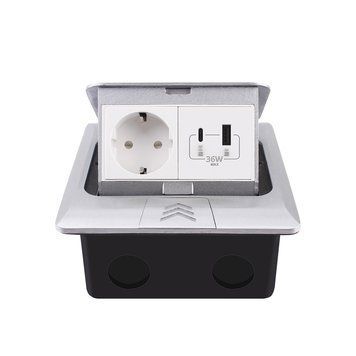 Розетка в підлогу з USB-A та USB-C з Power Delivery 36W Livolo білі в сірому (VL-SHS016-FCTC-FCUA.UC-S) VL-SHS016-FCTC-FCUA.UC-S фото