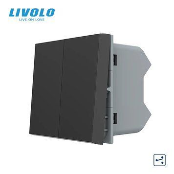 Механізм двоклавішний прохідний вимикач Livolo чорний (VL-FCMKS-1BP) 720100312 фото