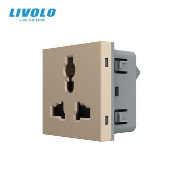 Механізм універсальна розетка 12 стандартів в 1 Livolo золото (VL-FCT22 16A-2AP) 724200613 фото