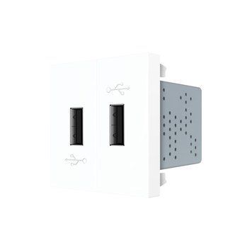 Механізм подвійна розетка USB з блоком живлення Livolo білий (VL-FCUA-2WP) VL-FCUA-2WP фото