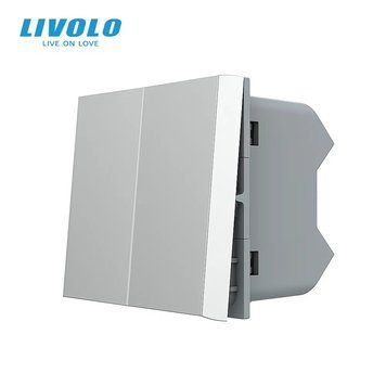 Механізм двоклавішний вимикач Livolo сірий (VL-FCMKS-1IP) VL-C7-K2-15 фото