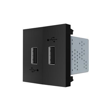 Механізм подвійна розетка USB з блоком живлення Livolo чорний (VL-FCUA-2BP) VL-FCUA-2BP фото
