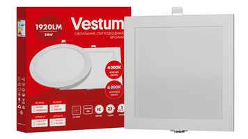 Квадратний світлодіодний врізний світильник Vestum 24W 4000K 220V 1-VS-5207 1-VS-5207 фото