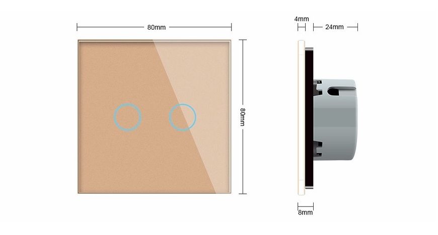 Сенсорний вуличний вимикач Вологозахищений 2 сенсори Livolo золотий скло (VL-C702-IP-13) VL-C702-IP-13 фото