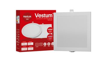 Квадратний світлодіодний врізний світильник Vestum 12W 6000K 220V 1-VS-5209 1-VS-5209 фото