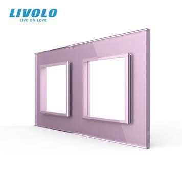 Рамка розетки 2 місця Livolo рожевий скло (C7-SR/SR-17) BB-C7-SR/SR-17 фото