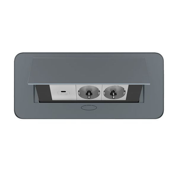 Меблева розетка з плавним відкриттям, USB Type-C Power Delivery 45W Livolo графіт (VL-SHS013-TC-UC45W-IP-G) VL-SHS013-TC-UC45W-IP-G фото