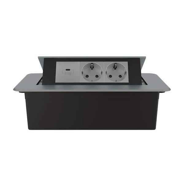 Меблева розетка з плавним відкриттям, USB Type-C Power Delivery 45W Livolo графіт (VL-SHS013-TC-UC45W-IP-G) VL-SHS013-TC-UC45W-IP-G фото