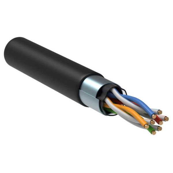 Вита пара зовн (PE) екран cat 5e F/UTP 4x2x24 AWG 0,51 Steel cord (К) (500м). ЗЗКМ 0000144 фото