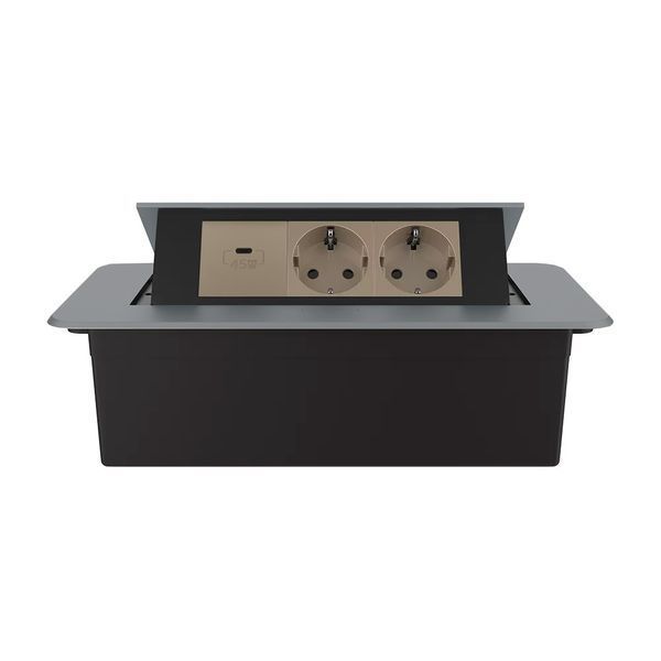 Меблева розетка з плавним відкриттям, USB Type-C Power Delivery 45W Livolo золотий в графіті (VL-SHS013-TC-UC45W-AP-G) VL-SHS013-TC-UC45W-AP-G фото