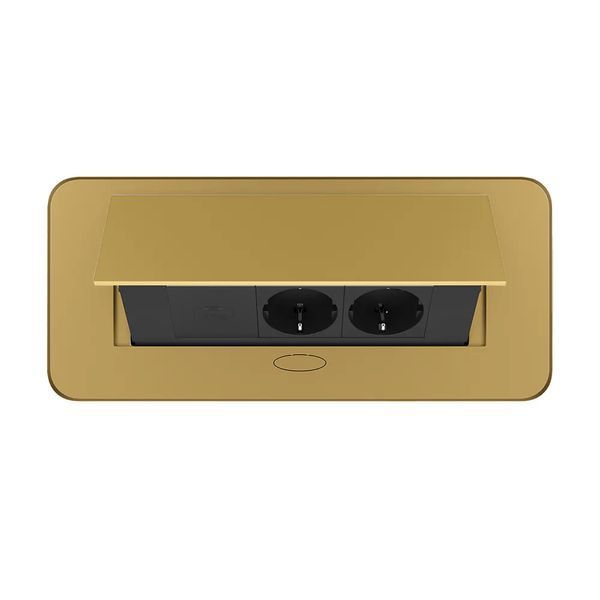 Меблева розетка з плавним відкриттям, USB Type-C Power Delivery 45W Livolo чорний в золотому (VL-SHS013-TC-UC45W-BP-A) VL-SHS013-TC-UC45W-BP-A фото