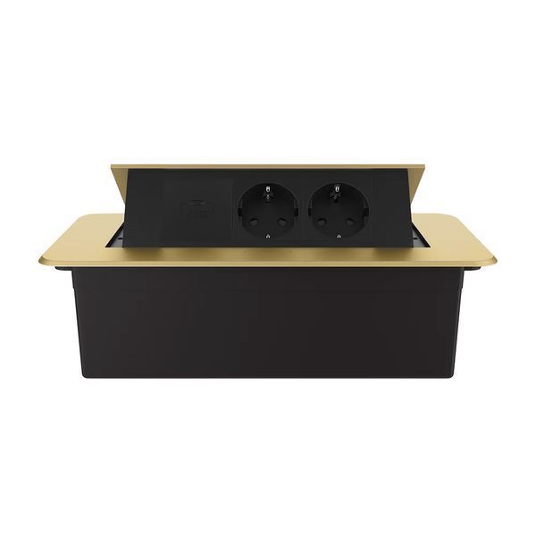 Меблева розетка з плавним відкриттям, USB Type-C Power Delivery 45W Livolo чорний в золотому (VL-SHS013-TC-UC45W-BP-A) VL-SHS013-TC-UC45W-BP-A фото