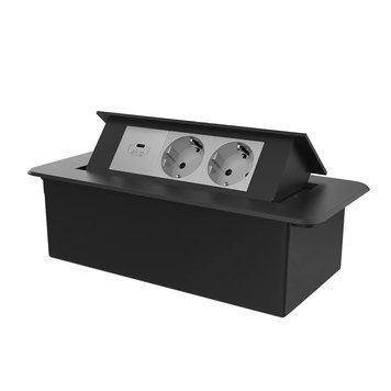 Меблева розетка з плавним відкриттям, USB Type-C Power Delivery 45W Livolo cірий в чорному (VL-SHS013-TC-UC45W-6IP-B) VL-SHS013-TC-UC45W-6IP-B фото