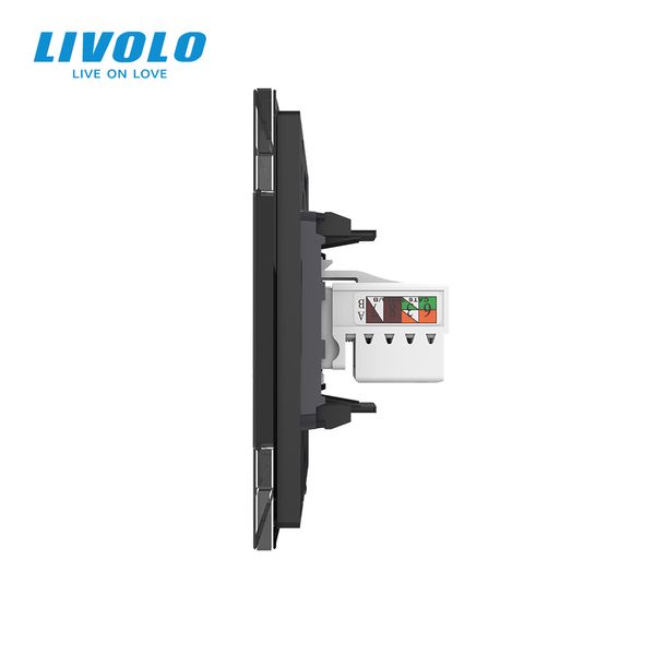 Розетка комп'ютерна RJ-45 і ТБ розетка Livolo чорний скло (VL-C791VC-12) VL-C791VC-12 фото