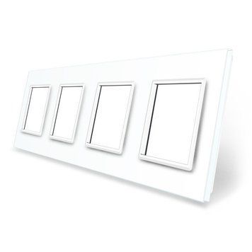 Рамка розетки 4 місця Livolo білий скло (VL-P7E/E/E/E-8W) BB-C7-SR/SR/SR/SR-11 фото