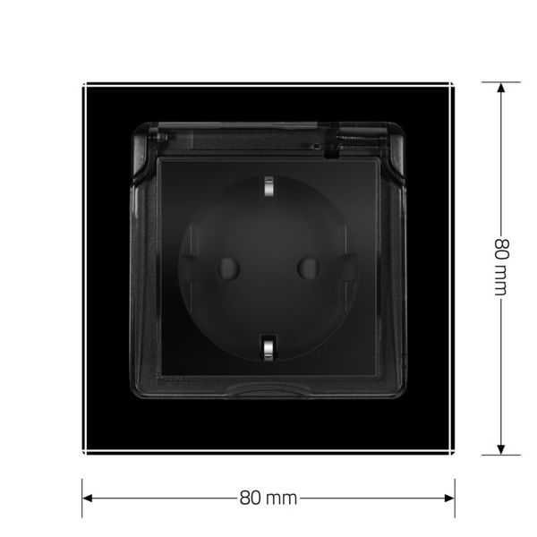 Розетка вологозахисна з кришкою Livolo чорний скло (VL-C7C1EUWF-12) VL-C7C1EUWF-12 фото