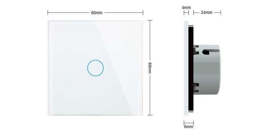 Безшумний сенсорний радіокерований вимикач 1 сенсор Livolo білий скло (VL-C701RQ-11) VL-C701RQ-11 фото