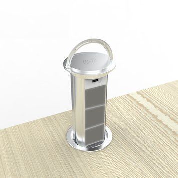 Пуста потрійна висувна розетка з USB та бездротовою зарядкою Livolo cірий (VL-SHS022-S) VL-SHS022-S фото