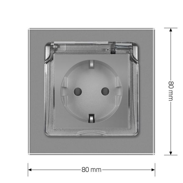 Розетка вологозахисна з кришкою Livolo сірий скло (VL-C7C1EUWF-15) VL-C7C1EUWF-15 фото