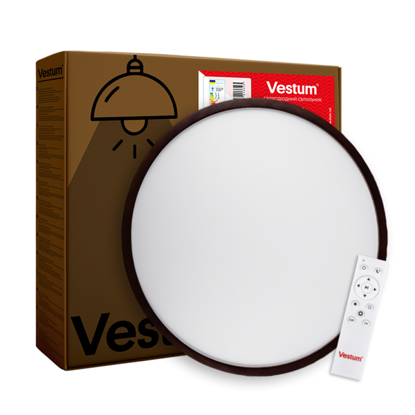 Світильник LED стельовий 60W 3000К-6500К горіх матовий 375*60мм з ДК WOOD VS-91046 фото